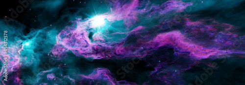 Cosmic background. Universe space background with Nebula and stars. Cyber Sci Fi concept. Galaxy and stars panorama. 3d rendering.