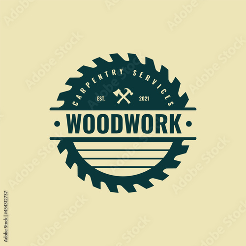 Carpentry vintage logo vector