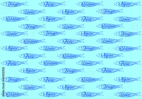 Fish Background Pattern - Wallpaper in Blue Colors