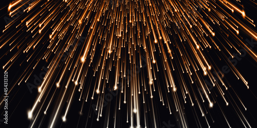 abstract light lines glowing meteor technology background 3D illustration