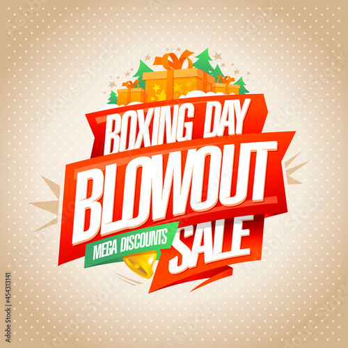 Boxing day blowout sale, mega discounts, vector web banner