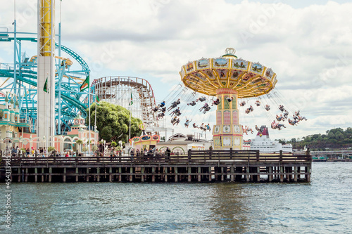 Roller coaster in gröna lund amusement park in Stockholm