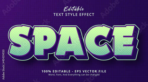Space text with hype gradient style effect, editable text effect