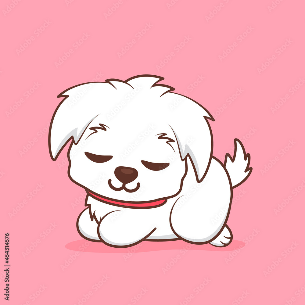 cute white happy puppy sleeping cute white happy puppy sleeping