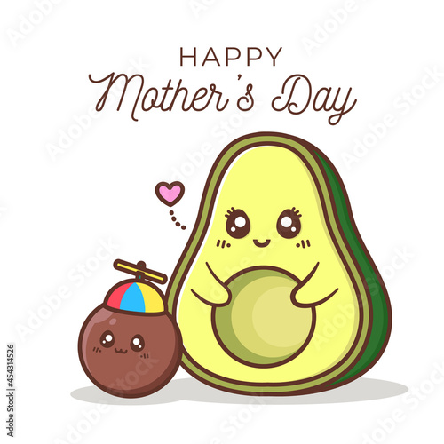 happy mother's day with avocado character