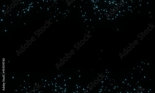 3D Illustration with stars on the top and bottom with black background and copy space