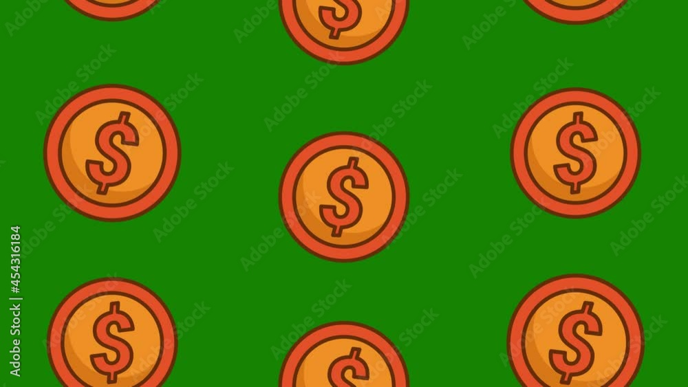 dollar coin falling down animation background.4k video dollar coin falling down animation background.4k video