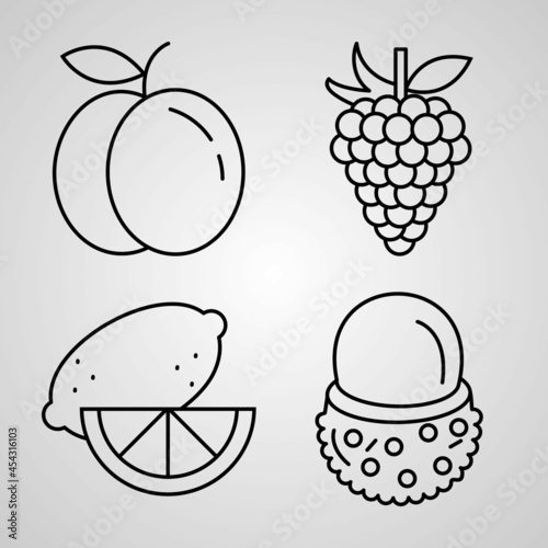 Simple Icon Set of Fruit Related Line Icons