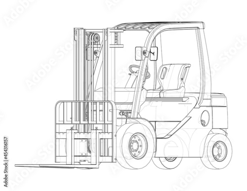Forklift. Orthography Vector