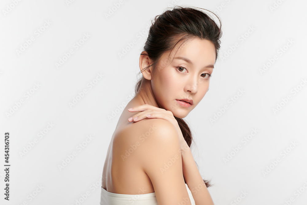 Beautiful young asian woman with clean fresh skin on white background, Face care, Facial treatment, Cosmetology, beauty and spa, Asian women portrait. Beautiful young asian woman with clean fresh skin on white background, Face care, Facial treatment, Cosmetology, beauty and spa, Asian women portrait.