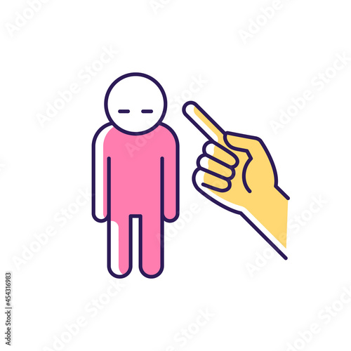 Punishment gesture RGB color icon. Respond to child bad behavior. Discipline strategy. Authoritarian parent. Kid misbehavior. Yelling at baby. Isolated vector illustration. Simple filled line drawing