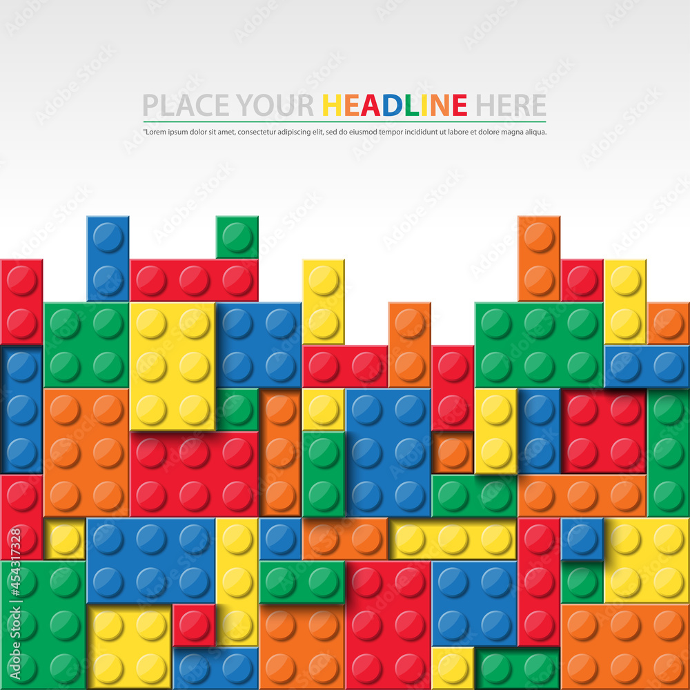 Banner vector toy with colorful block bricks toy like Lego for flyer, online  shopping, sales promotion, poster, web, ads, and social media. Lego brick  toy template design. Stock Vector | Adobe Stock