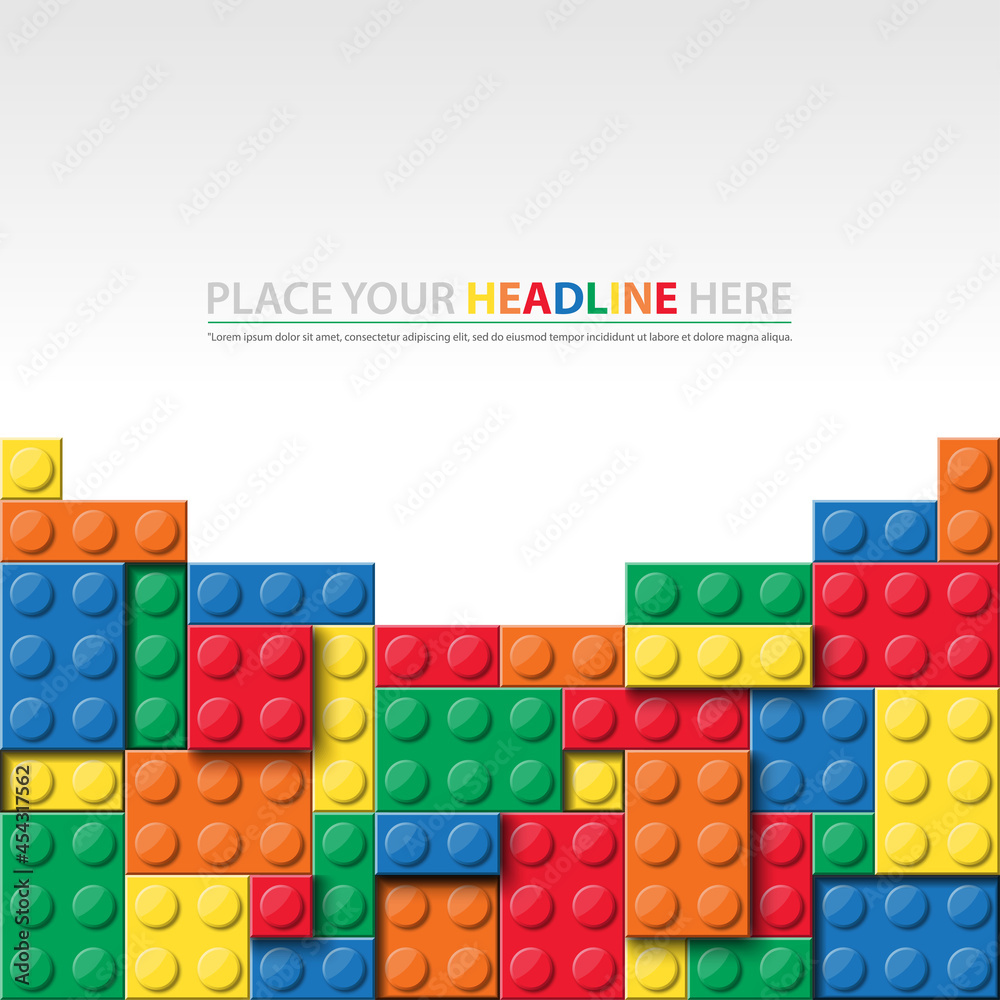 Banner vector toy element with colorful block bricks toy like Lego for  sales promotion, online shopping, flyer, poster, web, ads, and social  media. Lego brick toy template design. Stock ベクター | Adobe