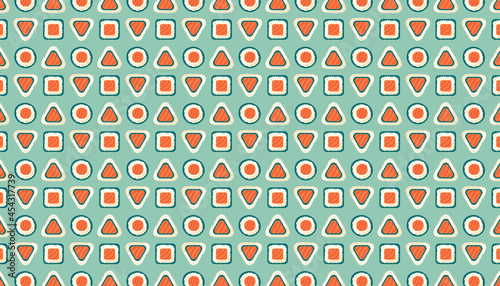 Sushi rolls with salmon fish, rice and nori seaweed. Asian food delivery. Pattern, texture, background, banner. Packaging design, wrapping paper.