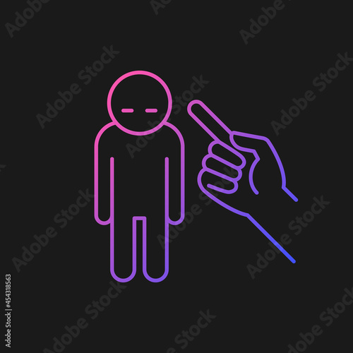 Punishment gesture gradient vector icon for dark theme. Respond to child bad behavior. Authoritarian parent. Thin line color symbol. Modern style pictogram. Vector isolated outline drawing