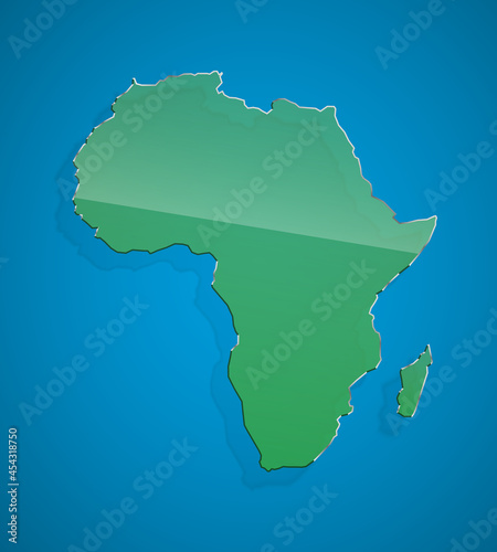 Flat African continent. Glass Africa map. Dark Continent