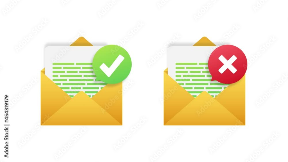 Two envelope with approved and rejected letters. Motion graphics Two envelope with approved and rejected letters. Motion graphics