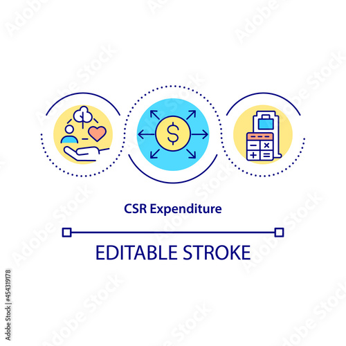CSR expenditure concept icon. Finance management abstract idea thin line illustration. Control csr activities budget and costs. Vector isolated outline color drawing. Editable stroke