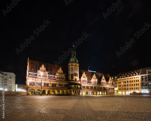 Night shot of Old Town Hall in Leipzig