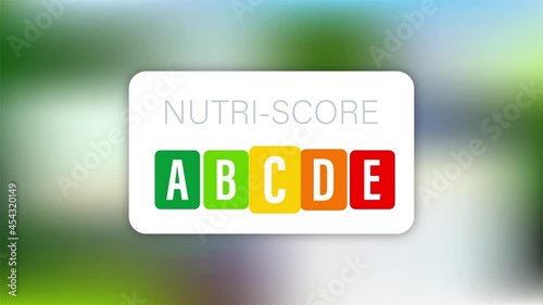 Nutri score for packaging design. Logo, icon, label. Motion graphics photo