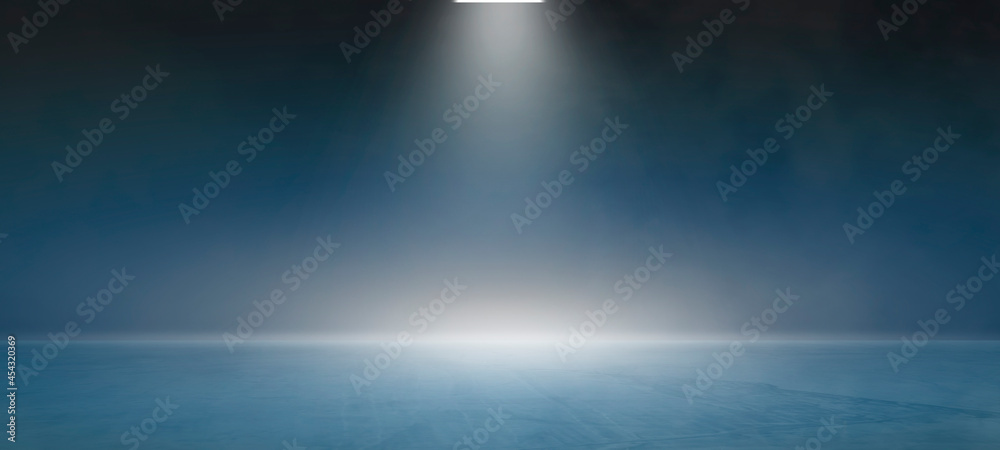 Fototapeta premium Empty dark abstract cement wall and studio room with smoke float up interior texture for display products wall background..