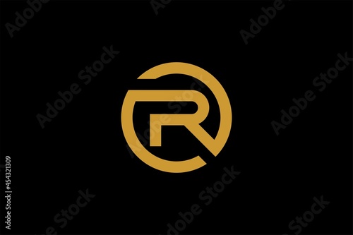 Letter R logo design. Monogram R type abstract symbol. Initial R in circle vector icon.