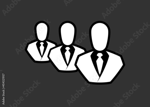 People line icon. Outline persons solid, group linear black pictogram. Simple image business collective people. Labor men collective silhouette. Office staff icon, bodyguards. Employees of bank