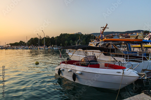 Fototapeta Naklejka Na Ścianę i Meble -  Sunset in Crikvenica harbor in Croatia