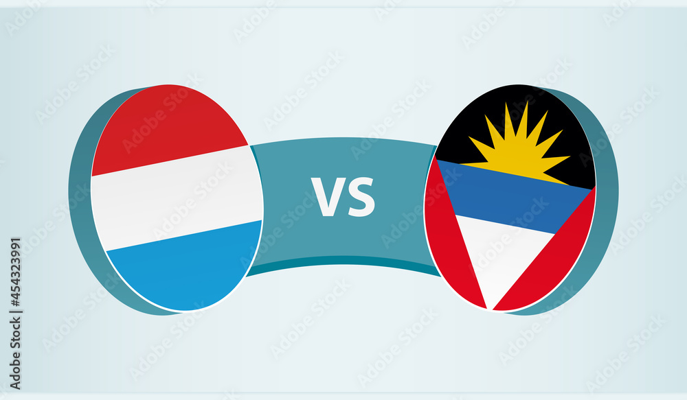 Luxembourg versus Antigua and Barbuda, team sports competition concept.