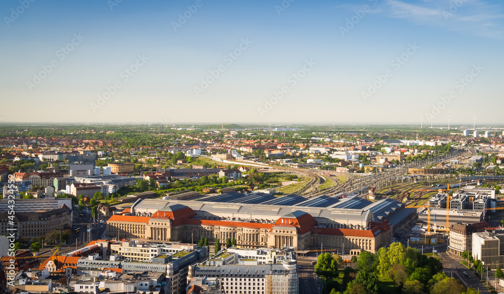 Aerial view of Central Railway Station (Hauptbahnhof) Leipzig