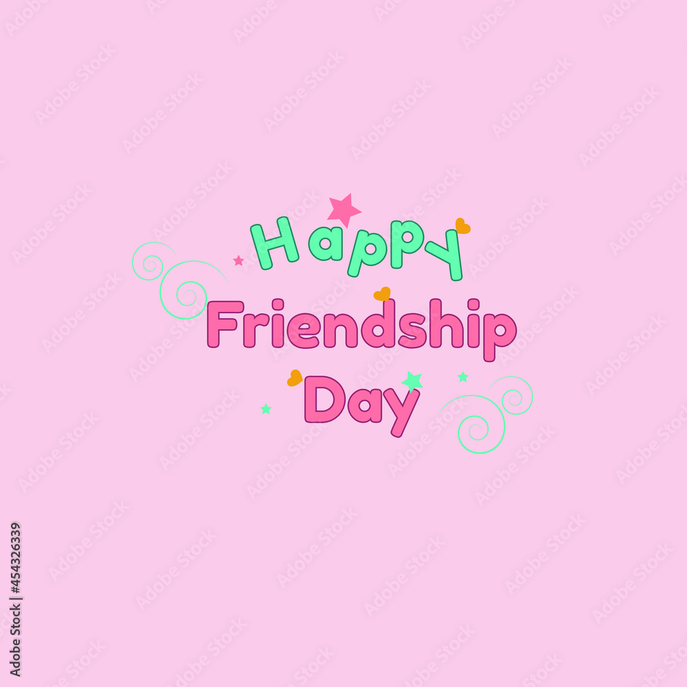 happy friendship day card with hearts and stars