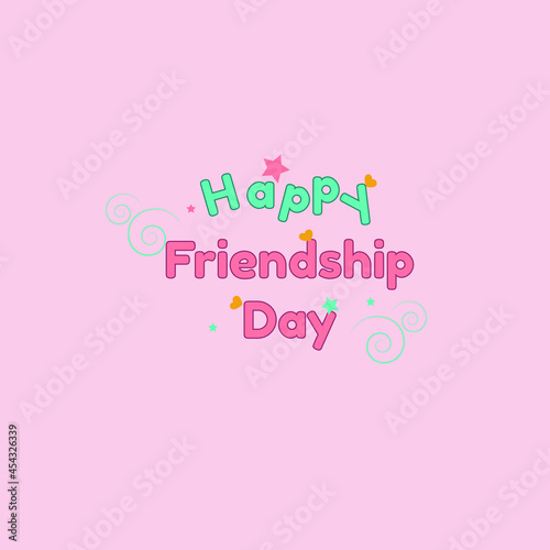 happy friendship day card with hearts and stars