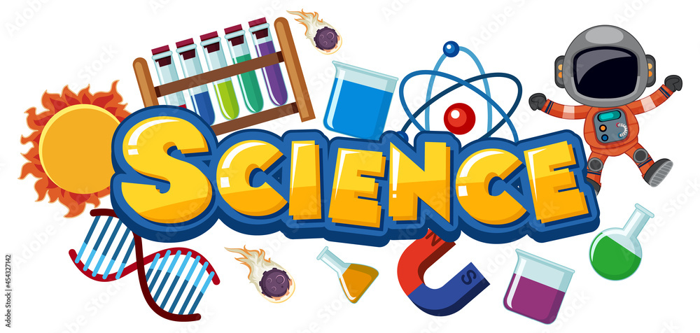 Science text icon with elements