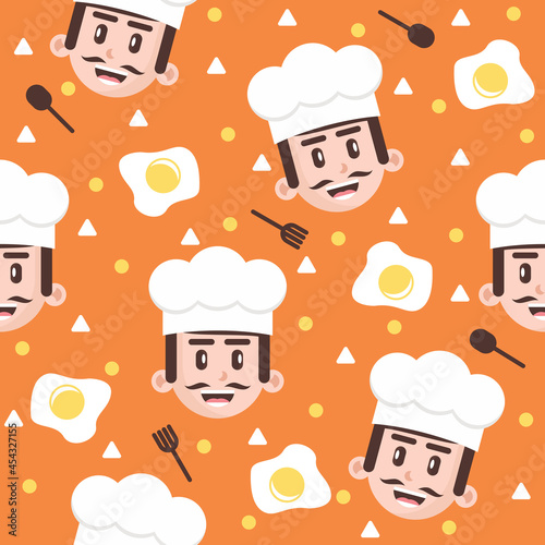 Cute chef with egg pattern illustrations
