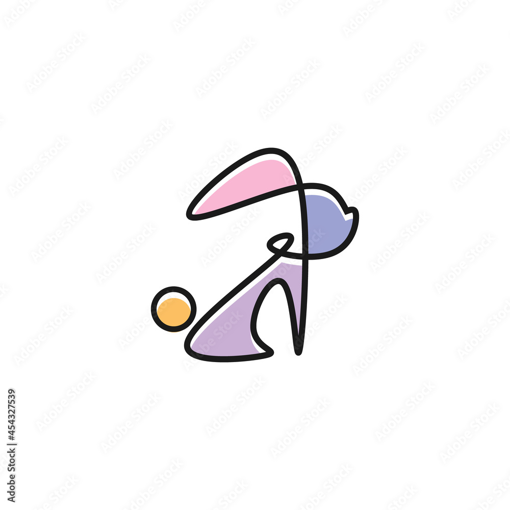 cute rabbit Logo with simple minimalist line art monoline style cute rabbit Logo with simple minimalist line art monoline style