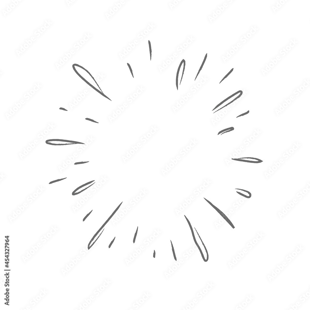 Obraz premium Sunburst doodle. Star, firework explosion. Hand drawn vector Illustration.