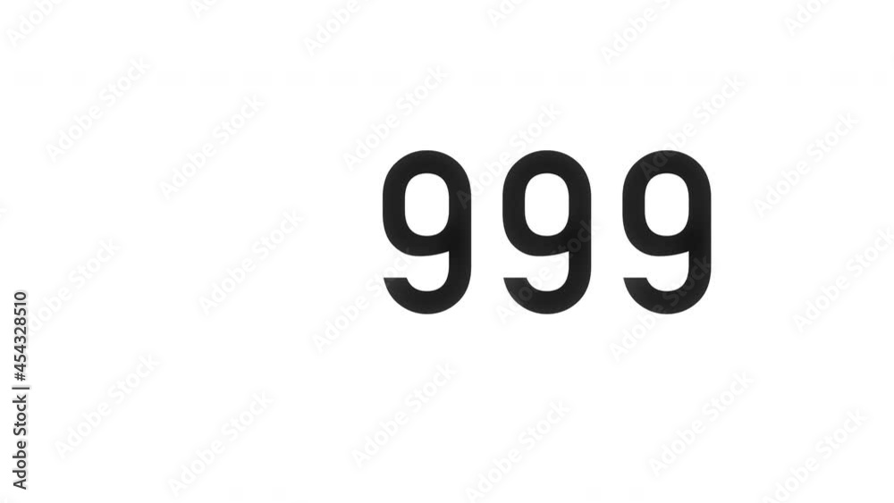 Exponential growth concept. Sliding digits of number growing faster and faster according to exponential law. Black digits on white background.