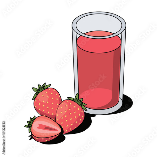 Strawberry berry juice. Vector 3d sketch line isometric, color icon illustration, flat style. Creative design idea and elements for infographics and website.