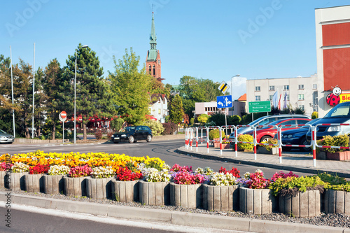 Summer cityscape - view of one of the central streets of Rybnik, in the Silesian Voivodeship of southern Poland © rustamank
