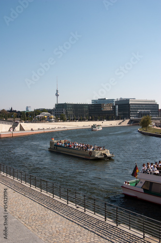 Tourist boats On the River Spree in Berlin in Germany