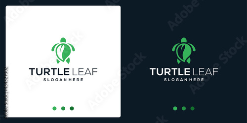 turtle logo inspiration and leaf logo. premium vector.