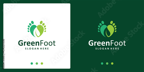 baby feet logo inspiration and leaf logo. premium vector.
