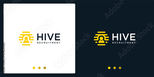 hive logo inspiration and people logo. premium vector.