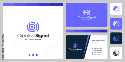 creative initial letter B logo with wifi signal logo. business card design template
