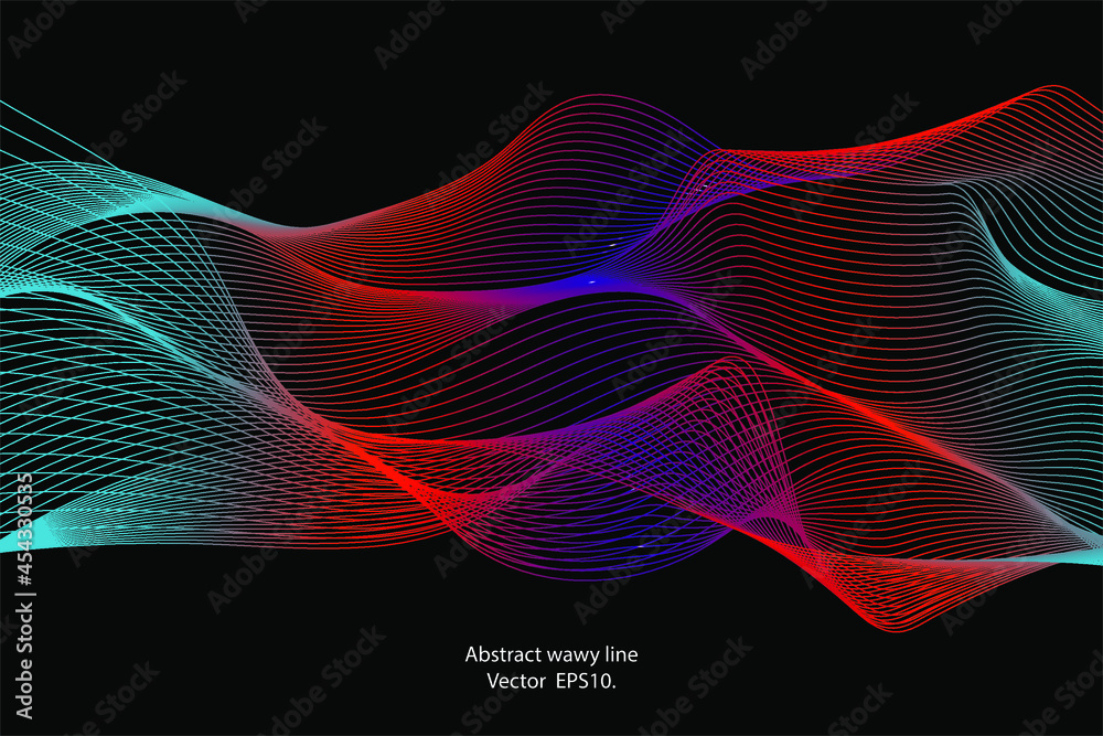 abstract background with glowing lines, abstract wavy line with dark background abstract background with glowing lines, abstract wavy line with dark background