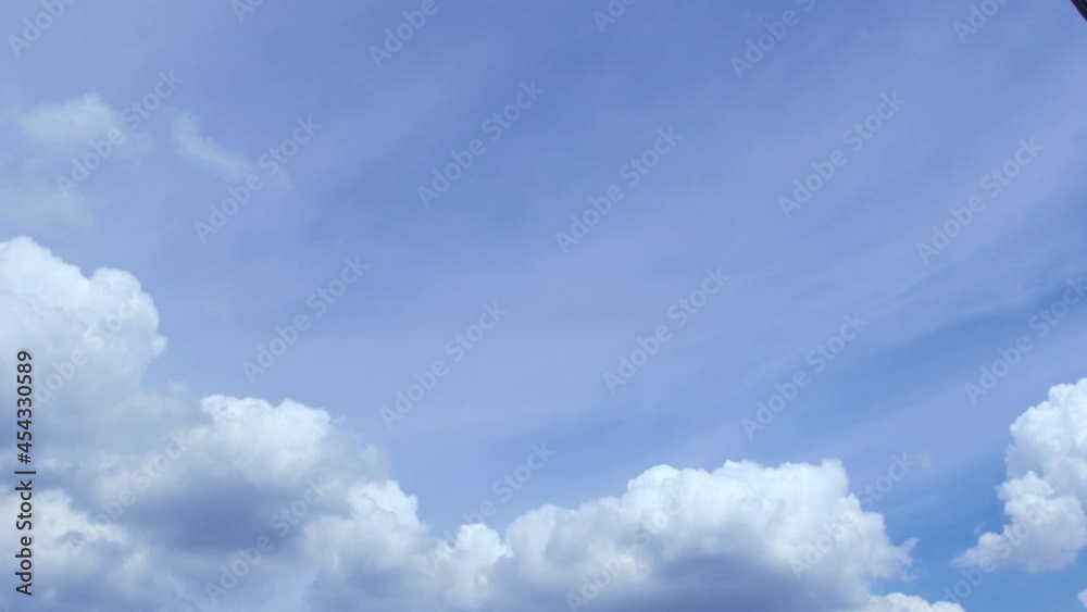 Light white clouds flew past in the bright blue sky. The summer of the sun's scorching week, 4K video Light white clouds flew past in the bright blue sky. The summer of the sun's scorching week, 4K video