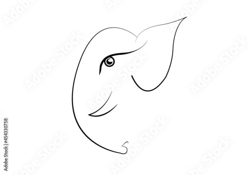 Side face of Ganesh in black line art