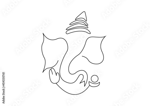 Ganesh line art in vector graphics | Ganesh in Black outline