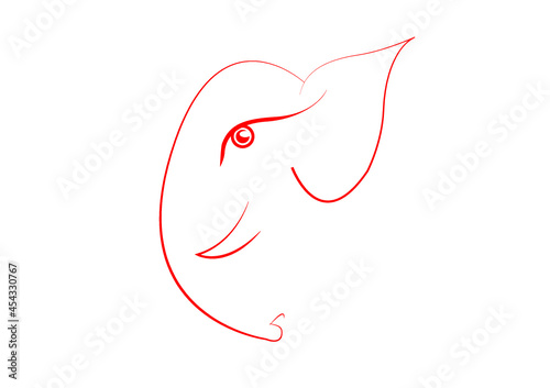 Side face of Ganesh in line art graphics