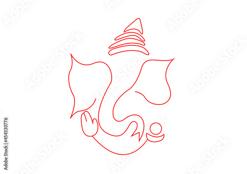 Ganapati in red line art graphics | Ganesh in red line art